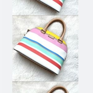 Kate Spade Carli Grove Dune striped printed satchel purse & matching wallet